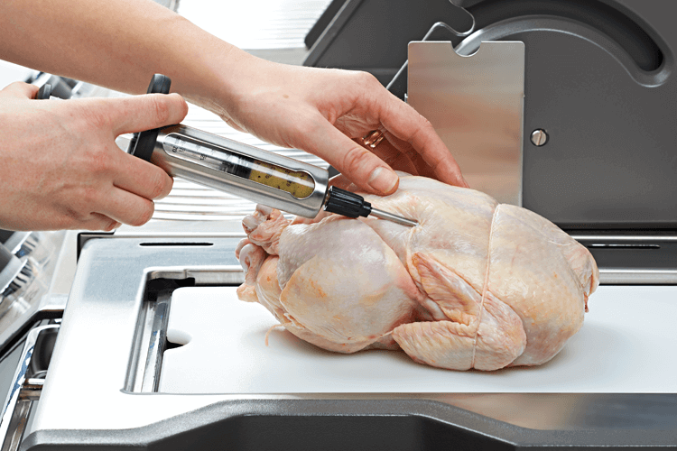 injecting chicken